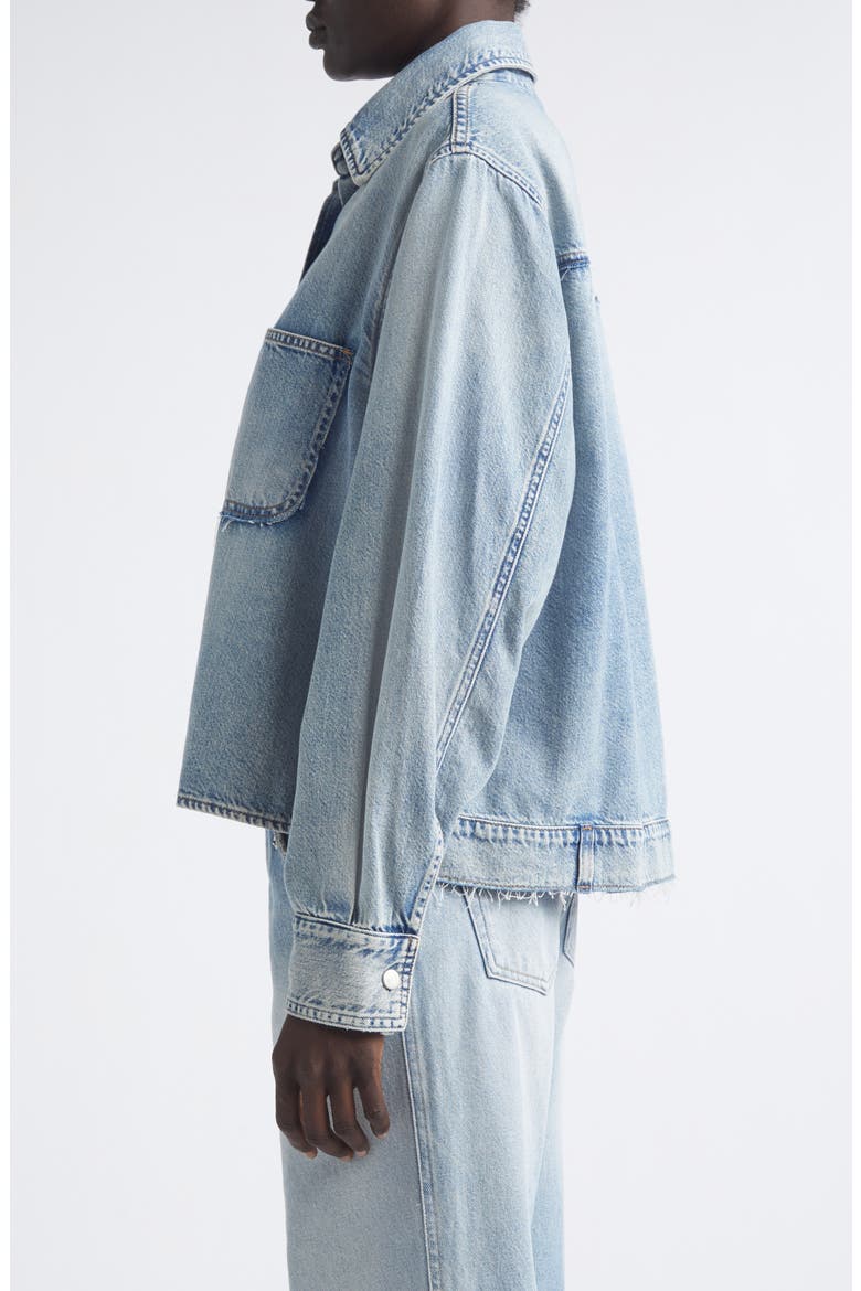 Emma Distressed Denim Shirt Jacket, Alternate, color, POLLOCK