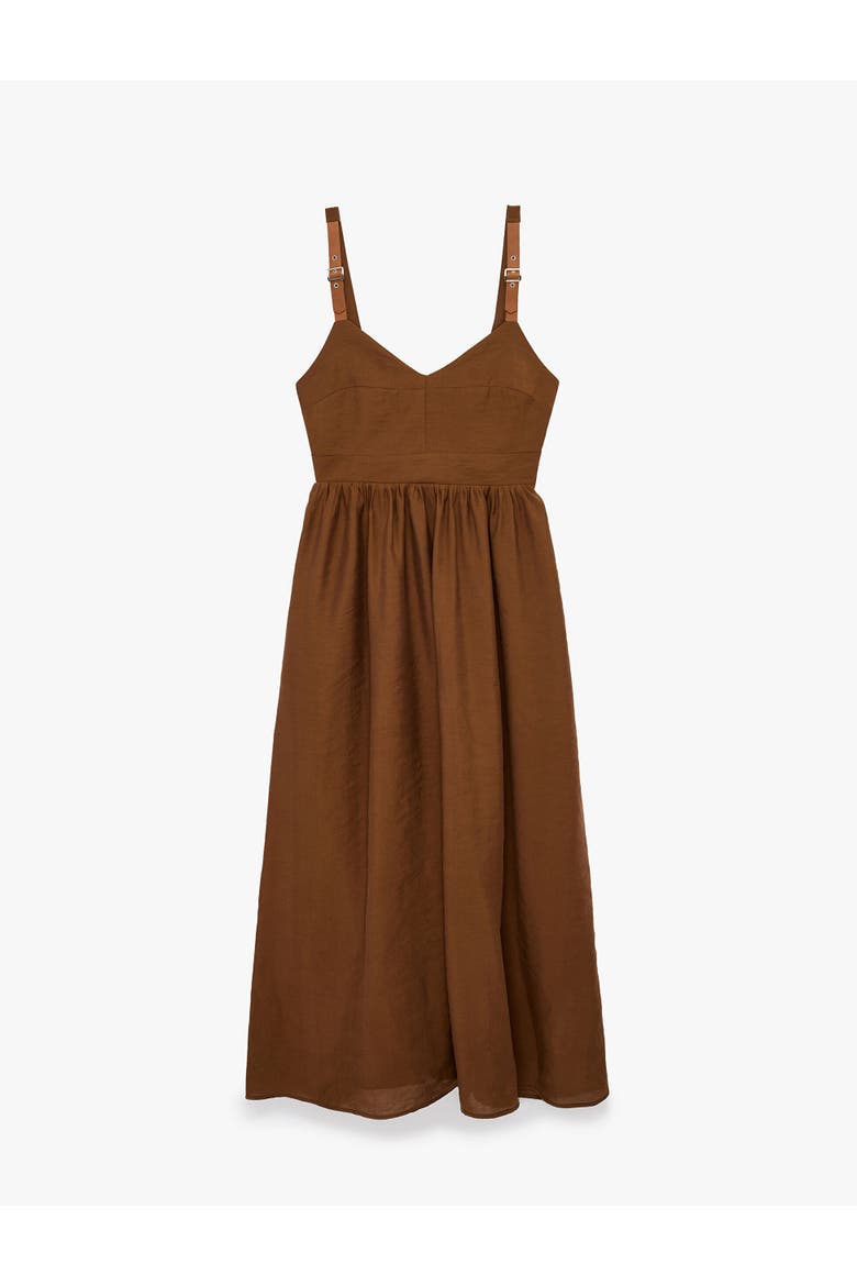 V-Neck Sleeveless Maxi Dress with Adjustable Straps, Alternate, color, BROWN