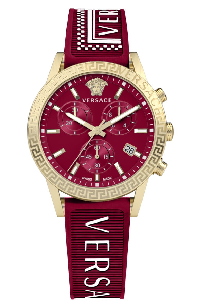 Versace Sport Tech Red Matte Dial Silicone Strap Watch, 40mm, Main, color,