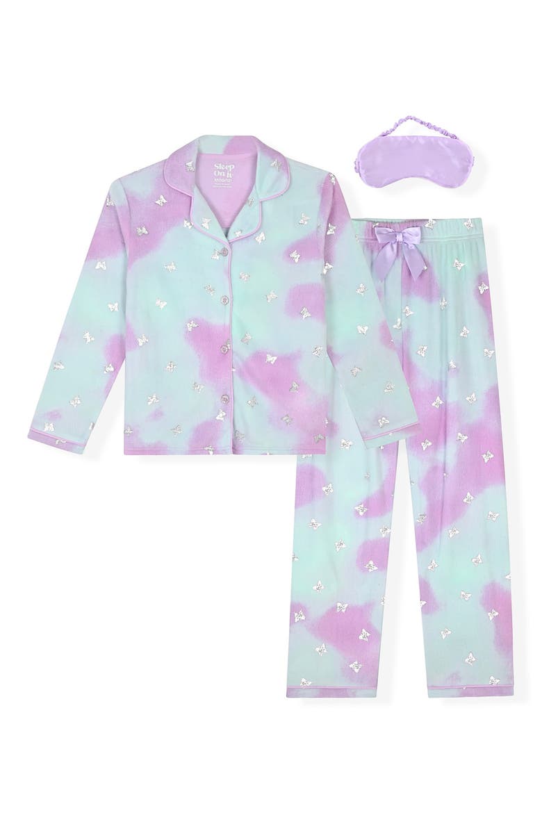 Kids' Butterfly Fleece 3-Piece Pajamas, Main, color, PURPLE