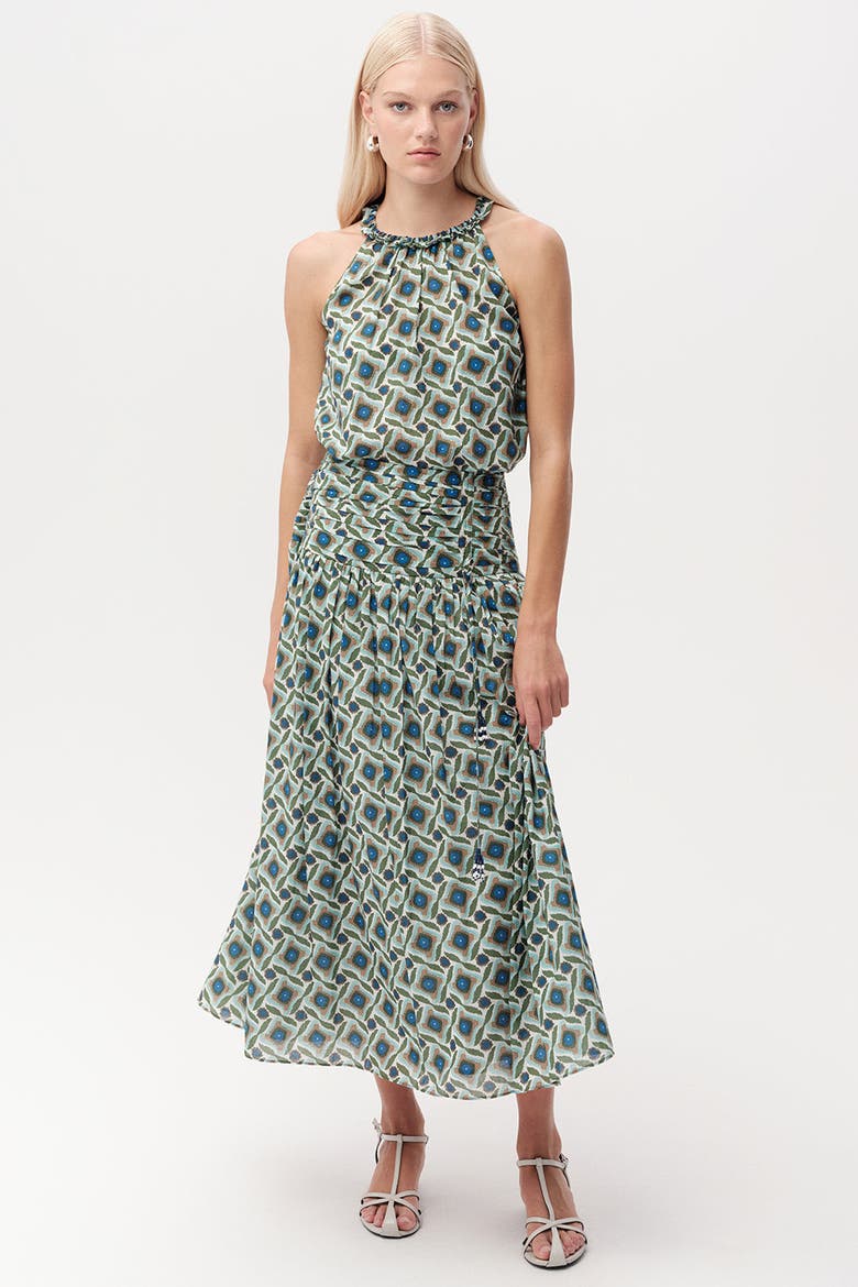Eldon Smocked Waist Zippered Midi Skirt, Main, color, Multi Color