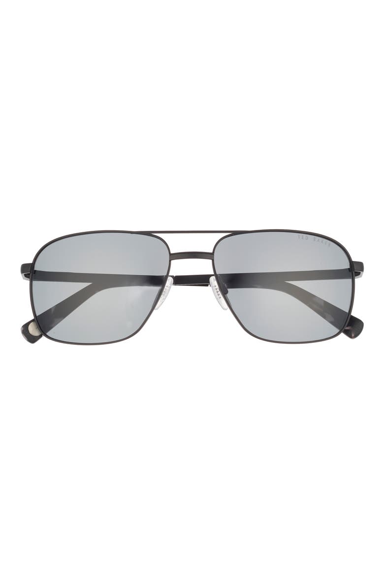 58mm Polarized Aviator Sunglasses, Main, color, BLACK