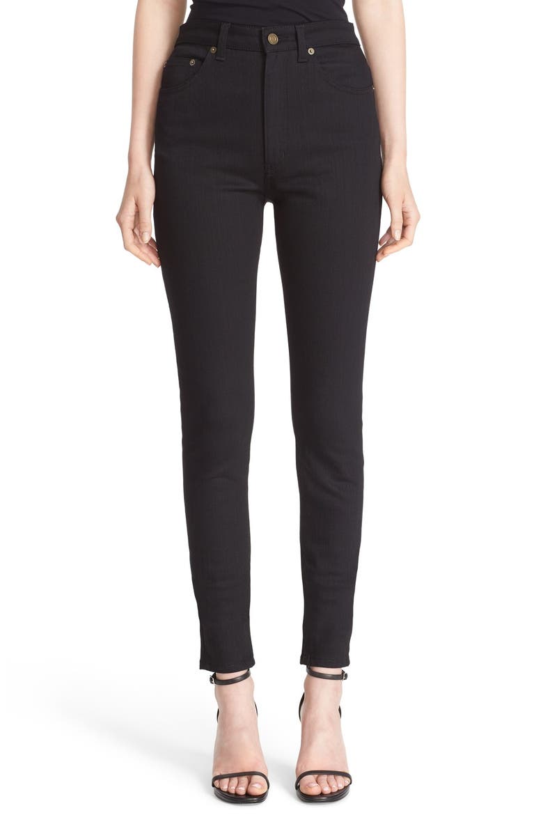 High Rise Skinny Jeans, Main, color, BLACK