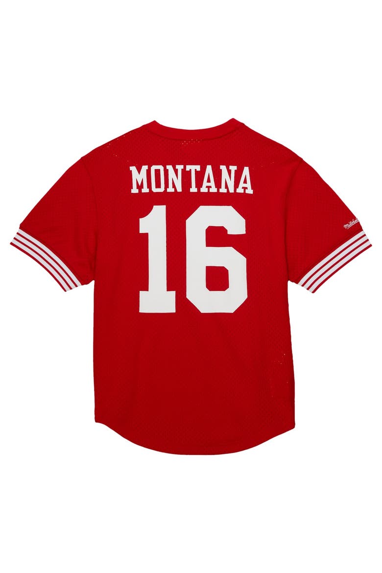 Men's Mitchell & Ness Joe Montana Scarlet San Francisco 49ers Retired Player Name & Number Mesh Top, Alternate, color, Scarlet