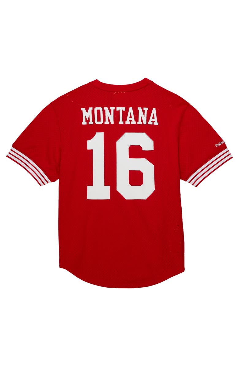 Mitchell & Ness Men's Mitchell & Ness Joe Montana Scarlet San Francisco 49ers Retired Player Name & Number Mesh Top, Alternate, color, Scarlet
