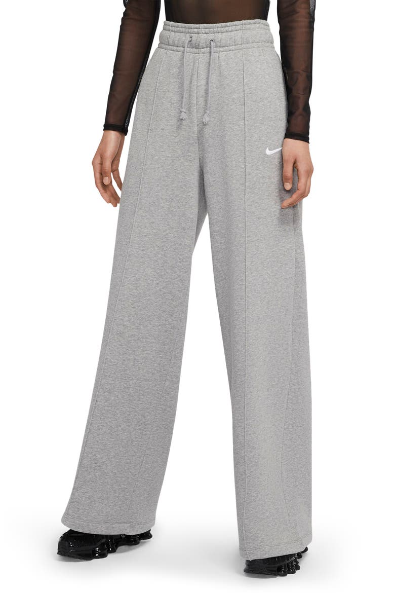 Sportswear Knit Palazzo Pants, Main, color, DARK GREY HEATHER/ WHITE