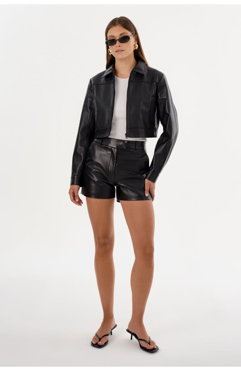 LAMARQUE KALDIE | Recycled Leather Trouser Short, Alternate, color, Black