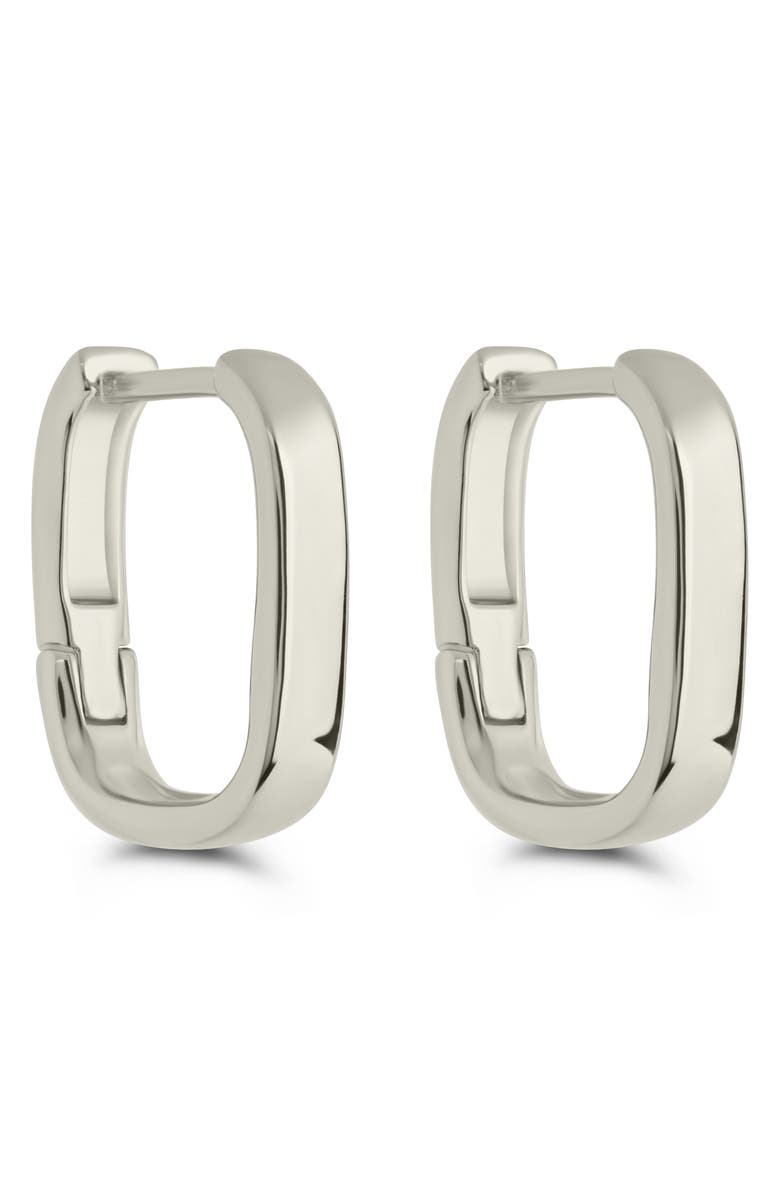 Sterling Forever Annika Polished Square Huggie Hoop Earrings, Main, color, Silver