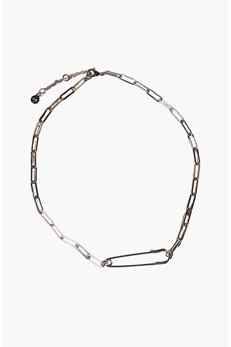 Safety Pin Necklace, Main, color, Silver
