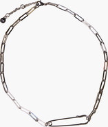 Nickel & Suede Safety Pin Necklace