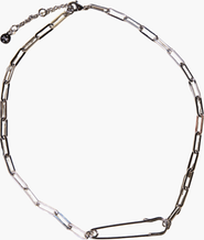 Nickel & Suede Safety Pin Necklace