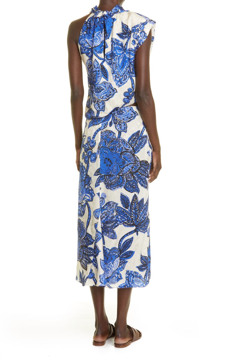 Johanna Ortiz Gotas de Fuego Floral Jacquard One-Shoulder Midi Dress, Alternate, color, 