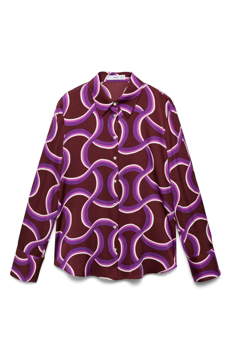 MANGO Abstract Print Button-Up Shirt, Alternate, color, Purple