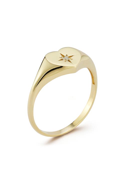Ember Fine Jewelry 14k Gold Diamond Heart Star Signet Ring In Gold