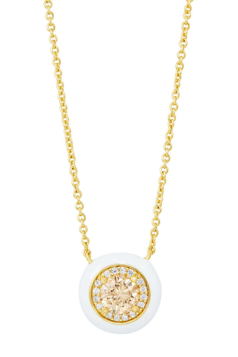 Enamel & Cubic Zirconia Pendant Necklace, Main, color, YELLOW