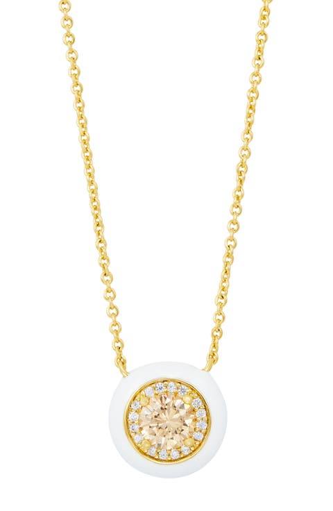 Enamel & Cubic Zirconia Pendant Necklace