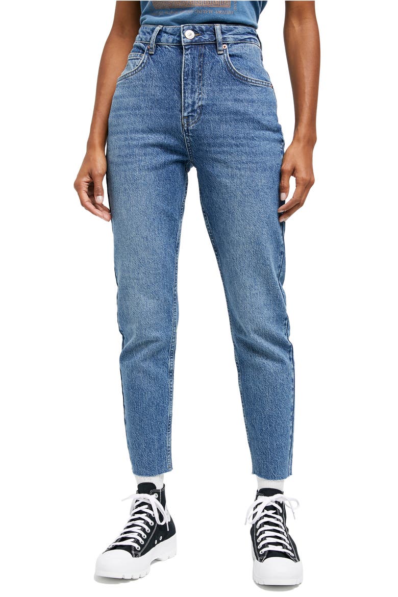 Edie High Waist Raw Hem Skinny Jeans, Main, color, MID VINTAGE