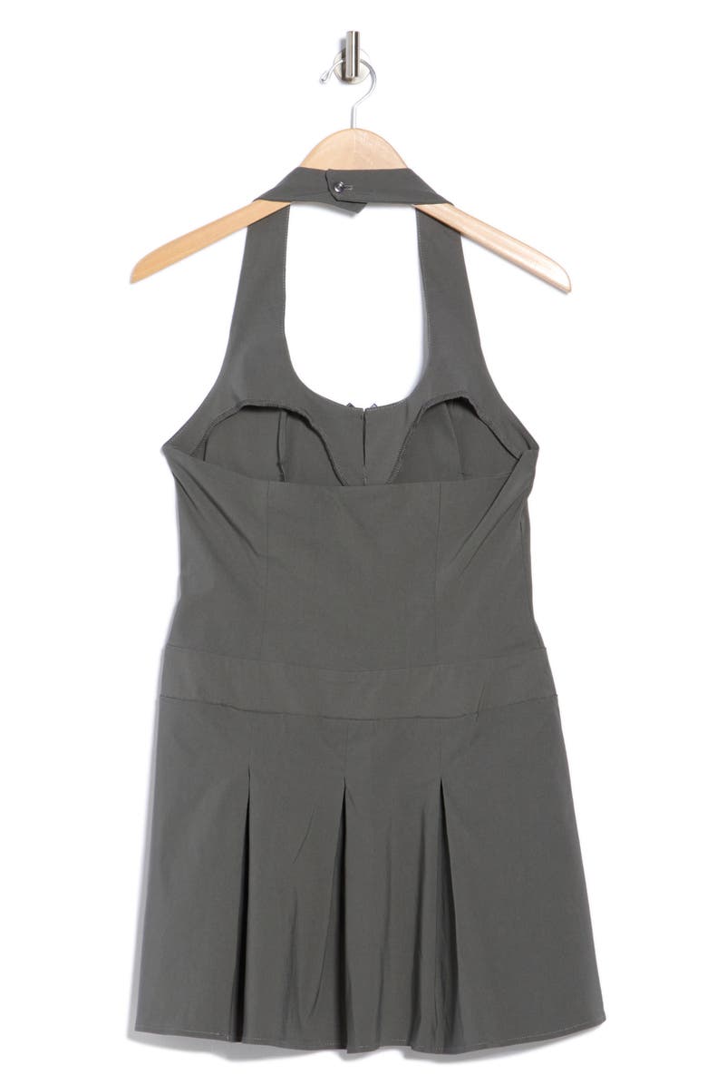ASOS DESIGN Bow Halter Minidress, Alternate, color, Grey