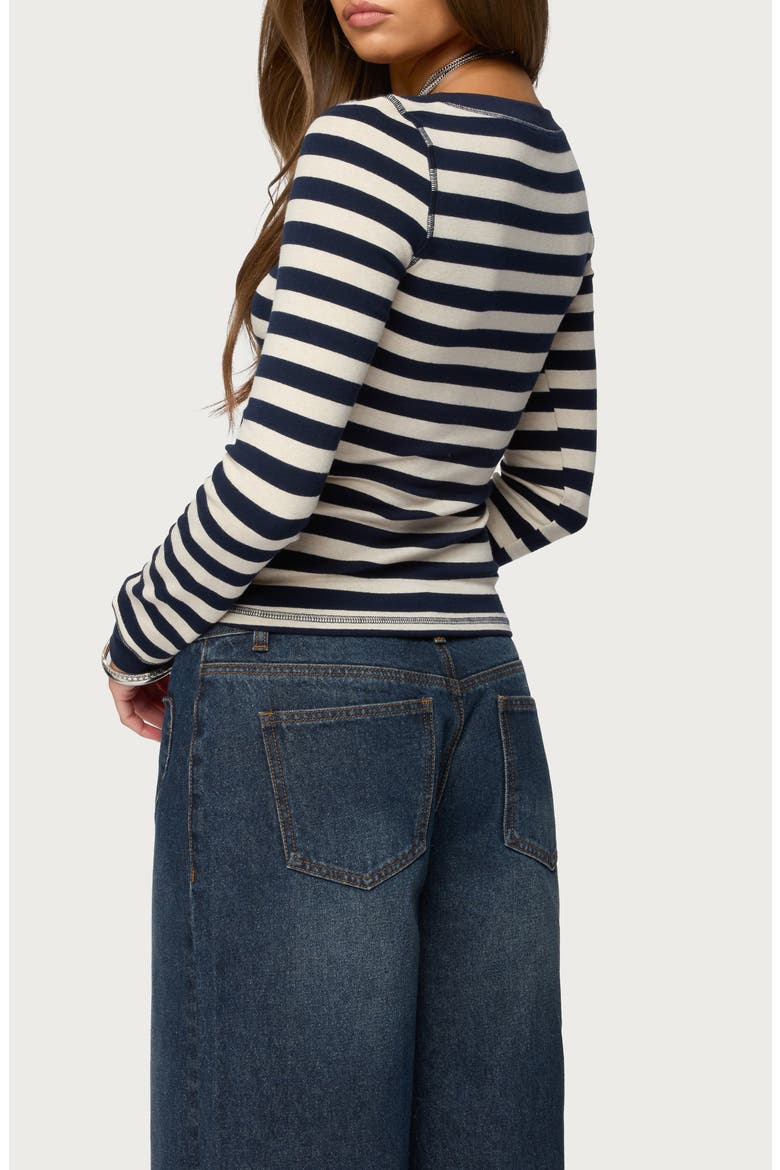 Rainey Stripe Scoop Neck Long Sleeve Knit Top, Alternate, color, NAVY-AND-CREAM