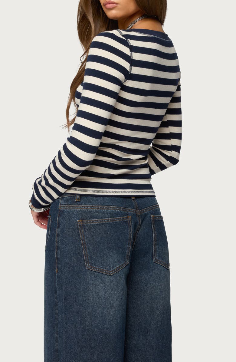 EDIKTED Rainey Stripe Scoop Neck Long Sleeve Knit Top, Alternate, color, 