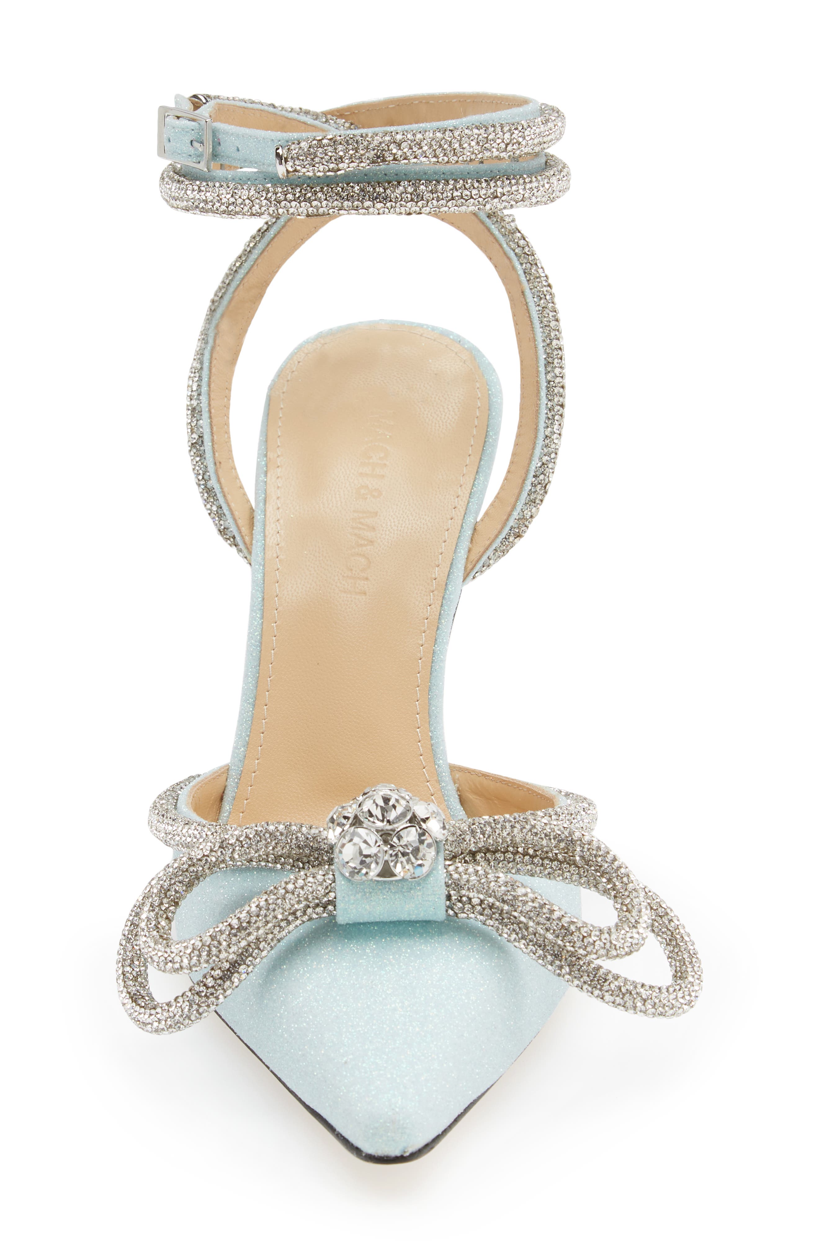 Mach & Mach Glitter Double Crystal Bow Pointed Toe Pump, Alternate, color, 
