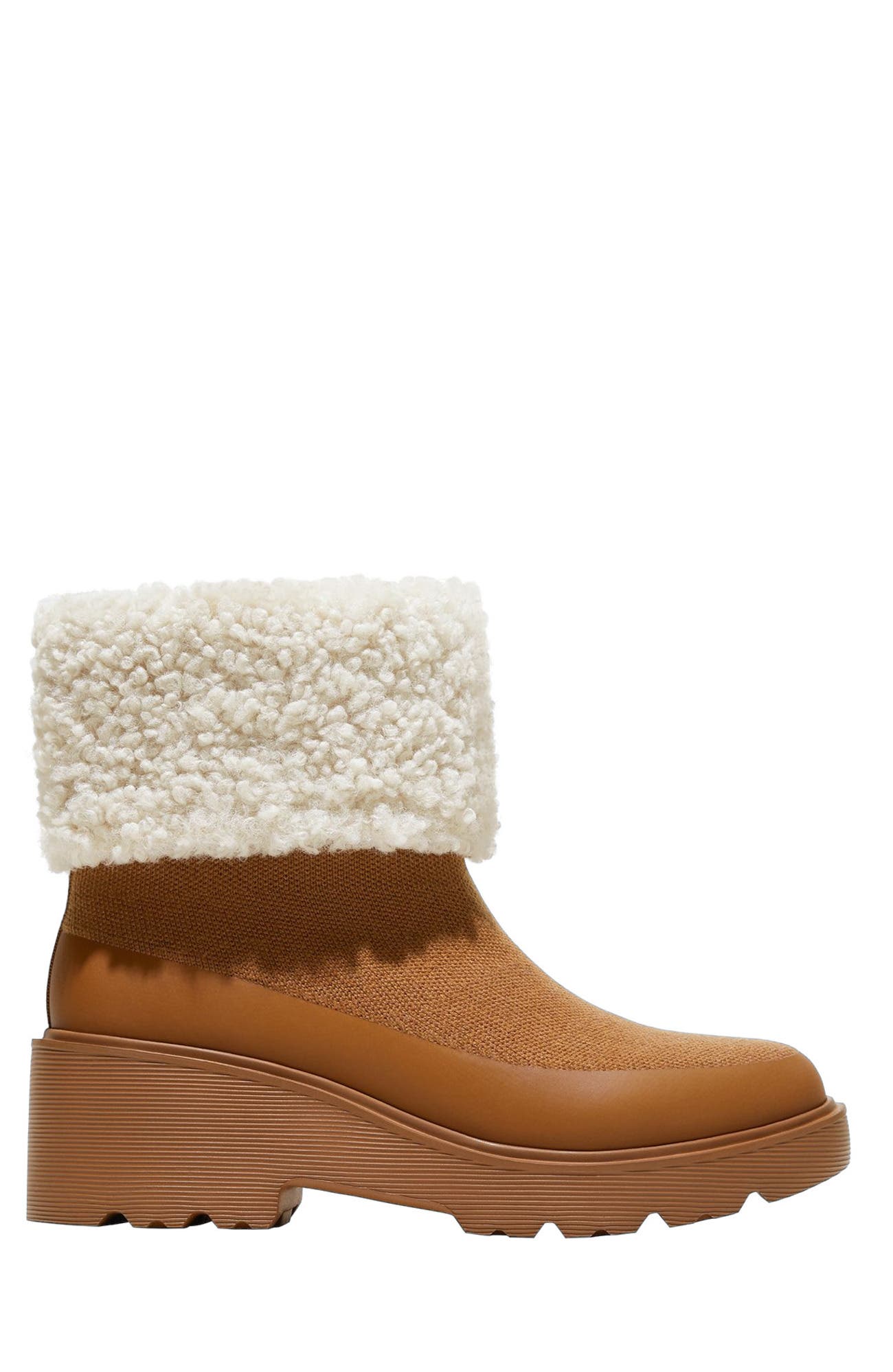 Vivaia Faux Fur Platform Chunky Wedge Boots In Brown