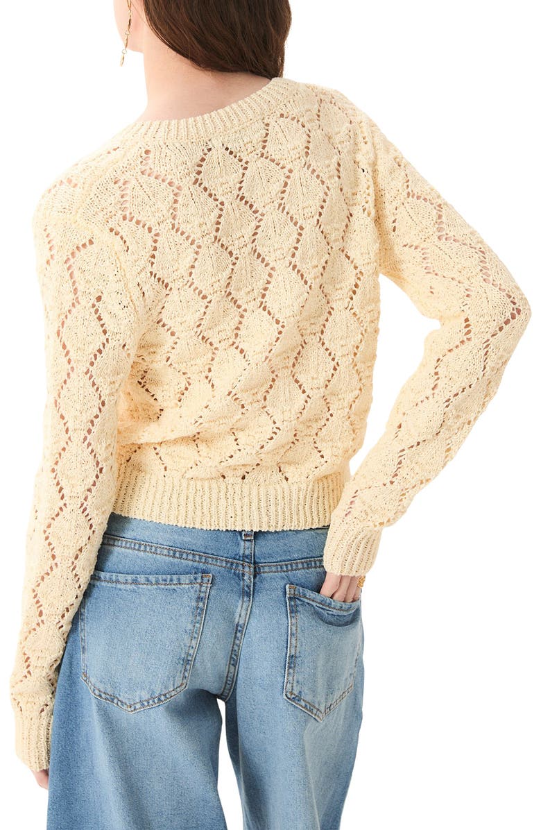 DELUC Cerdena Pointelle Cotton Blend Cardigan, Alternate, color, Ecru