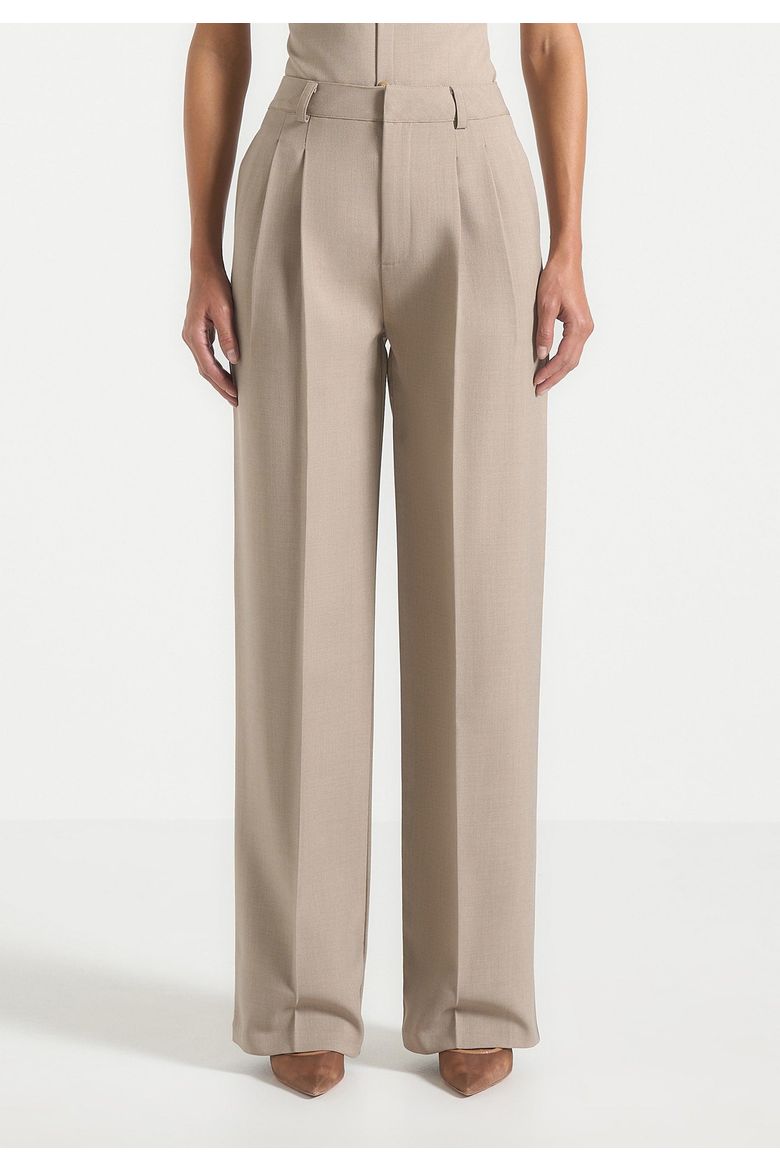 Julie Fluid Pleat Front Tailored Trousers, Alternate, color, Taupe