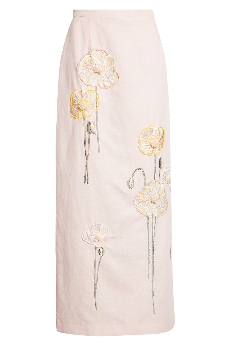 Norma Embroidered Cotton & Linen Maxi Skirt, Alternate, color, EMBROIDERED YELLOW WHITE