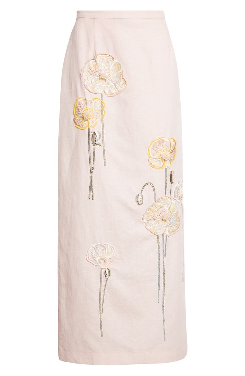 BERNADETTE Norma Embroidered Cotton & Linen Maxi Skirt, Alternate, color, Embroidered Yellow White