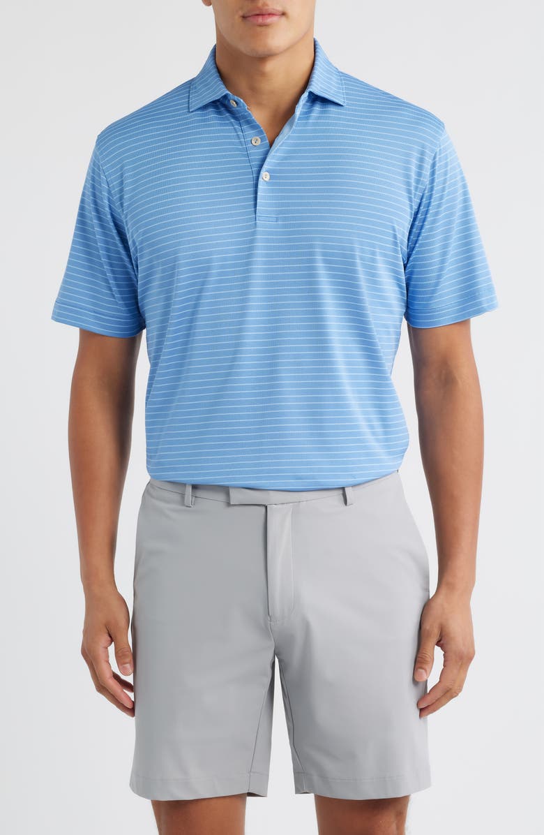 Peter Millar Winston Stripe Performance Piqué Polo, Main, color, Evening Tide