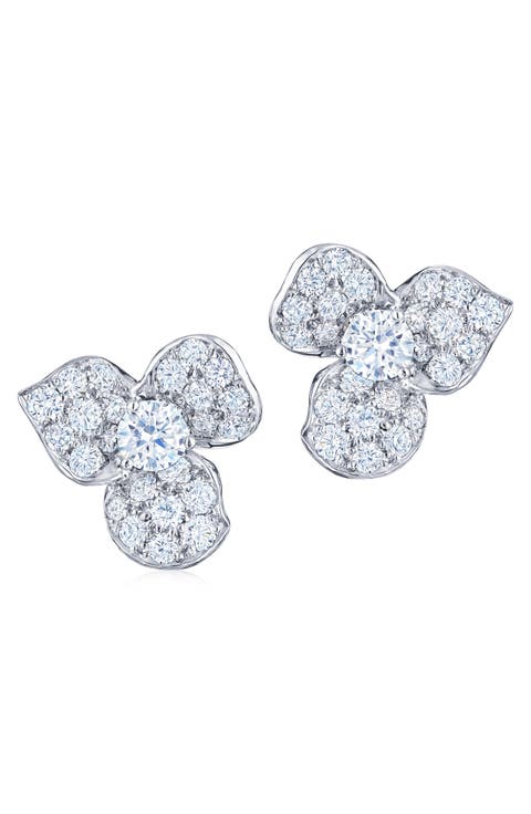 Diamond Flower Stud Earrings