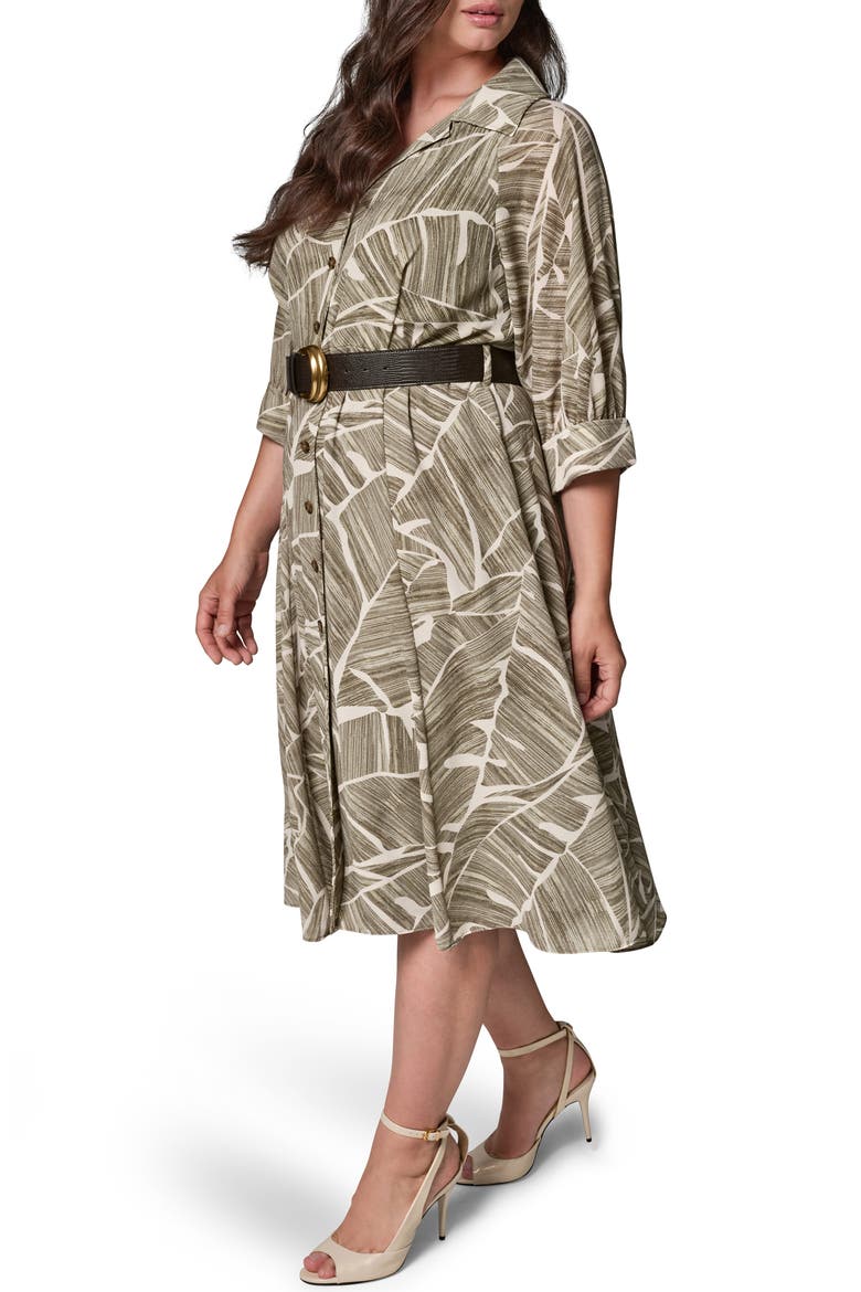 Printed Shirtdress, Alternate, color, LT OLIVE M