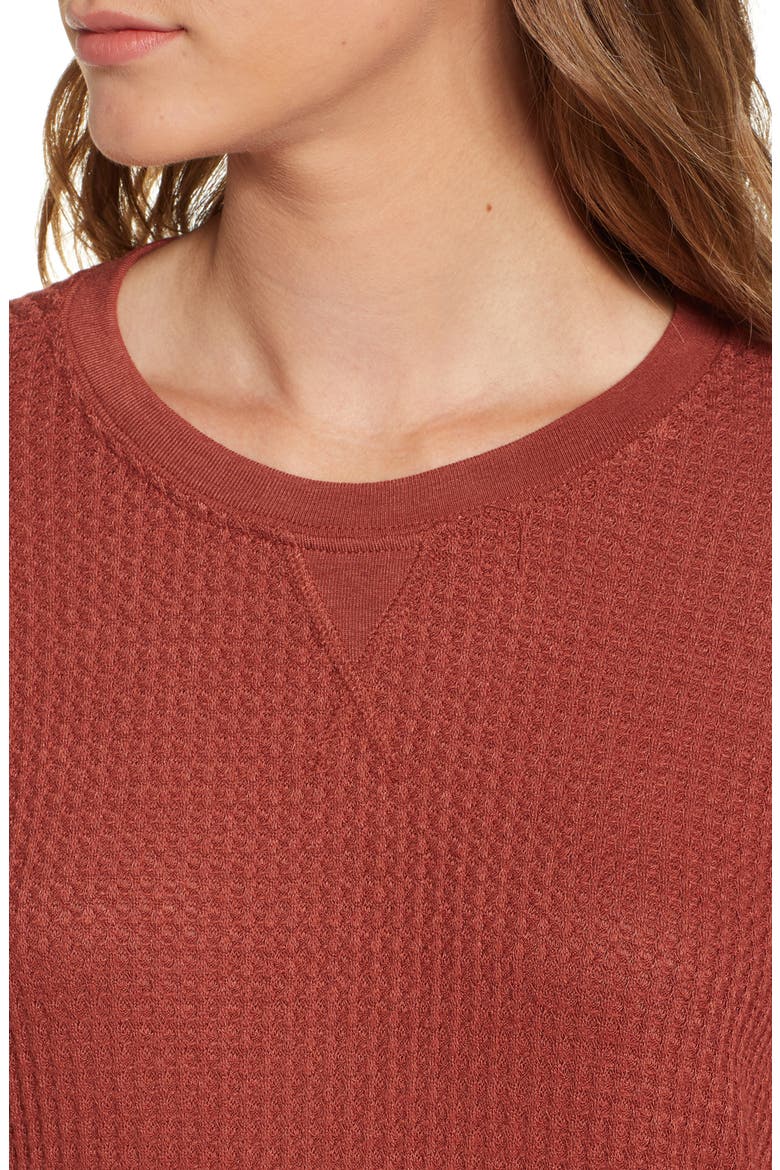 Cited Waffle Knit Pullover Top, Alternate, color, HENNA
