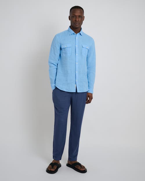 Onia Garment Dye Linen Standard Fit Shirt In Light Blue