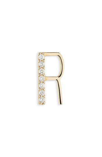 Lana 14k Gold Diamond Initial Single Stud Earring In Gold