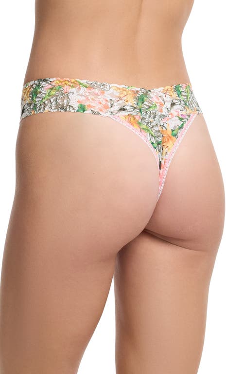 Hanky Panky Printed Signature Lace Original Rise Thong In Botany White