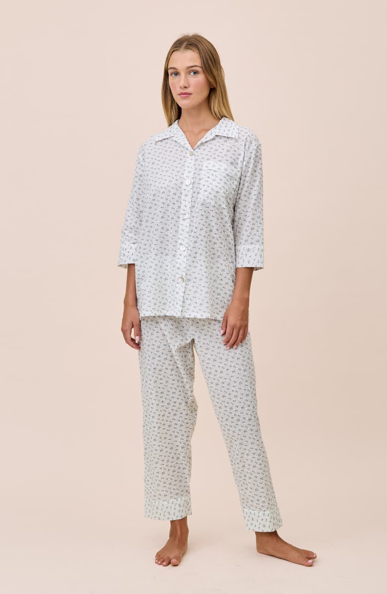 Papinelle Swiss Dot Crop Pajamas, Alternate, color, Ecru