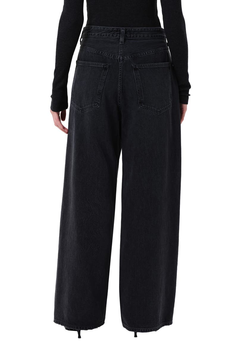 Vana Fold Waistband Wide Leg Jeans, Alternate, color, ARCANE DARK BLACK