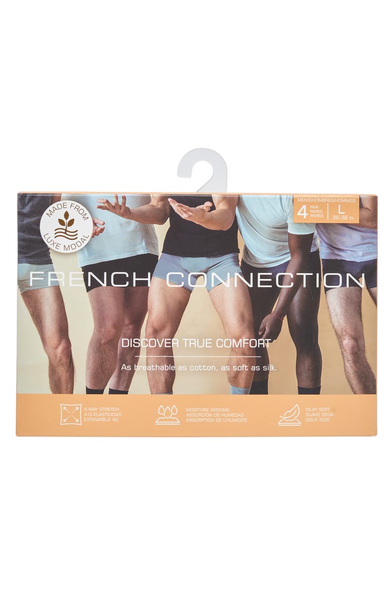 French Connection Mens 4-Pack Modal Boxer Brief, Alternate, color, Black