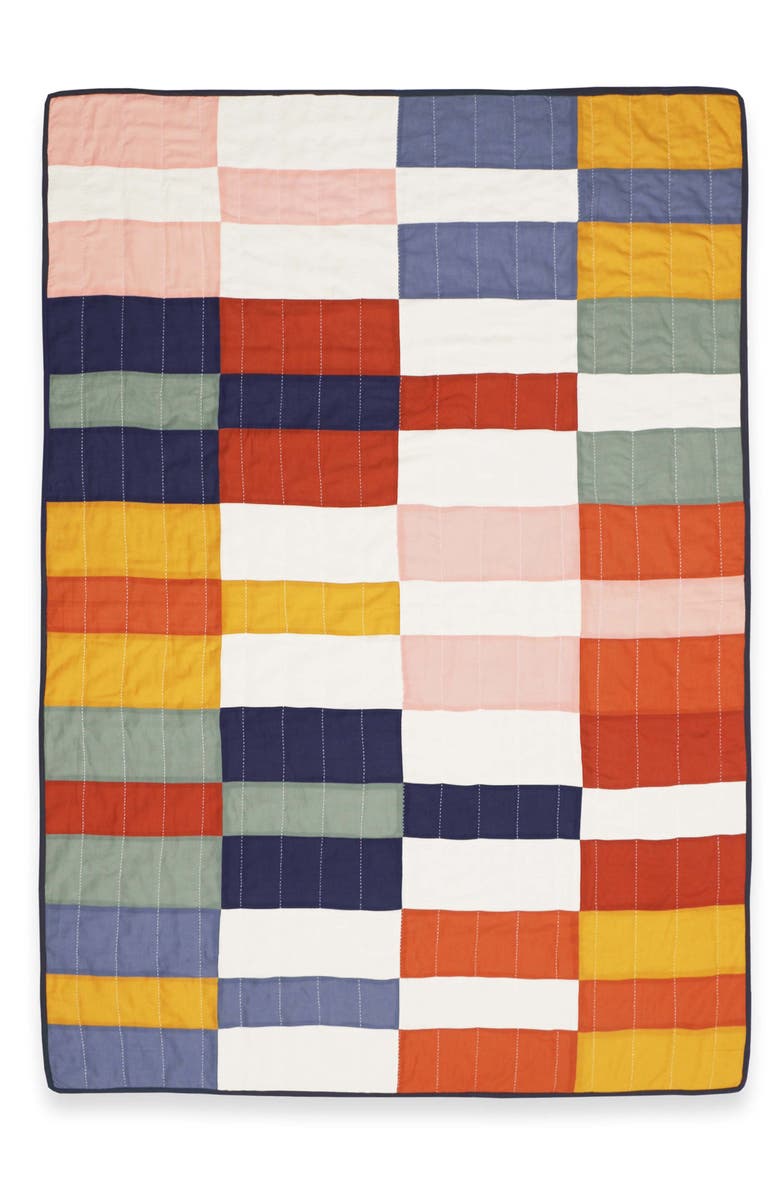 ANCHAL Naari Check Quilted Throw Blanket, Main, color, 