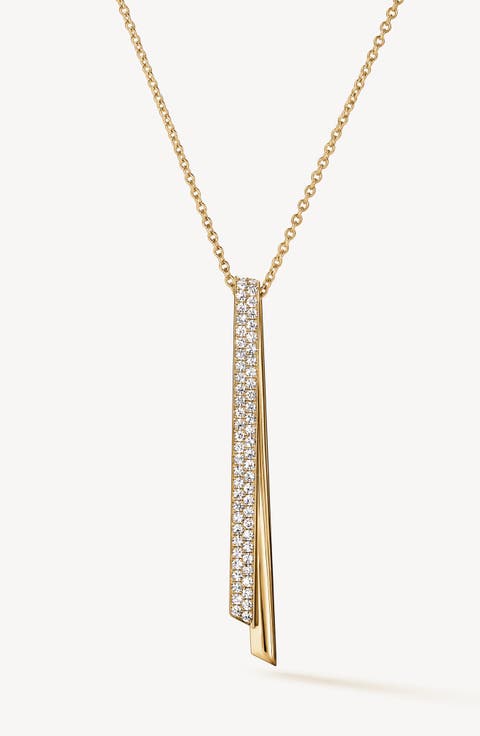 INSIDE/OUT 18K Gold Diamond Flip Drop Pendant Necklace, 0.35ct.