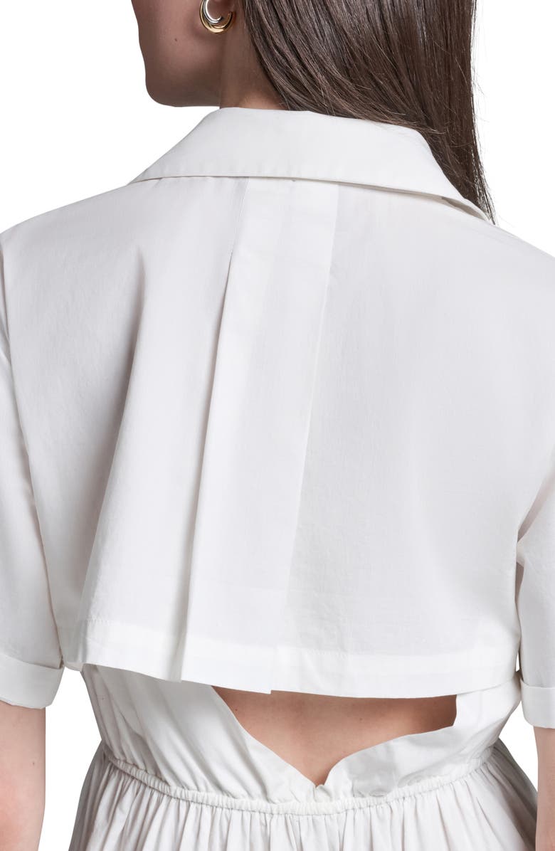 BCBG Cotton Poplin Midi Cape Back Shirt Dress, Alternate, color, Whisper White