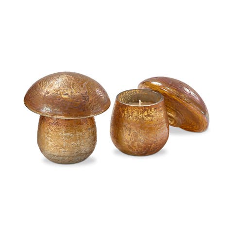 Scented Soy Wax Candle in Mushroom Glass Container with Lid