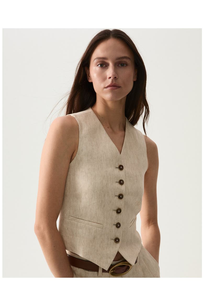 Demi Linen Vest, Alternate, color, Cream