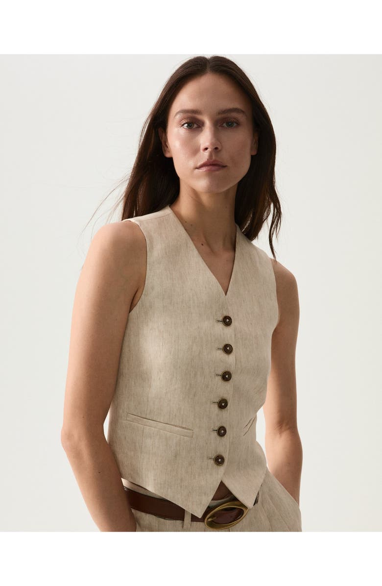 Fortela Demi Linen Vest, Alternate, color, Cream