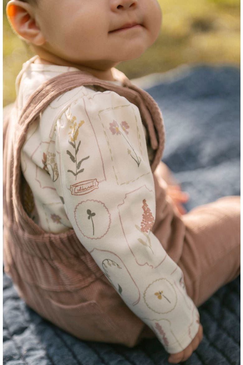 Print Long Sleeve Organic Cotton Bodysuit, Alternate, color, PETAL PRESS