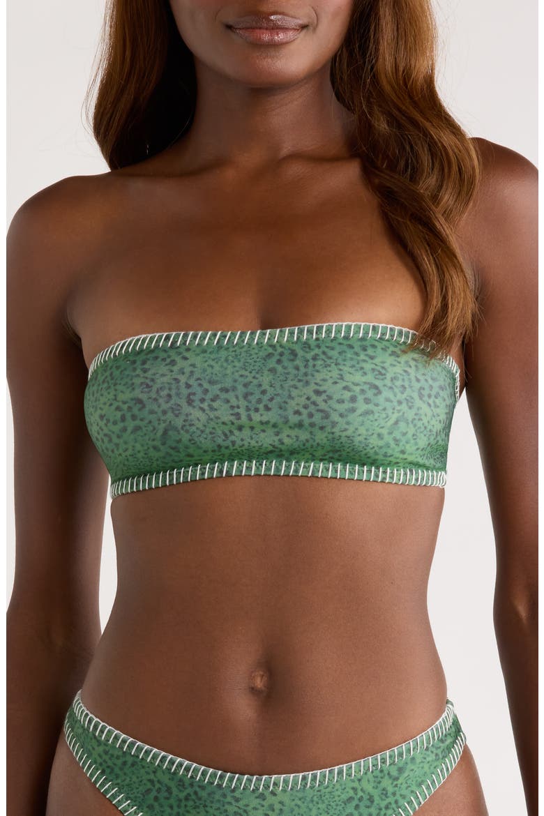 Blanket Stitch Slim Bandeau Bikini Top, Main, color, WILD WONDER