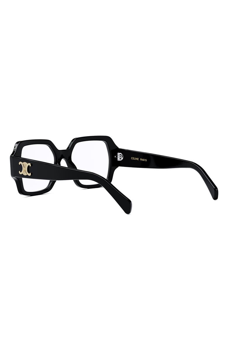 CELINE Triomphe 52mm Square Reading Glasses, Alternate, color, Shiny Black