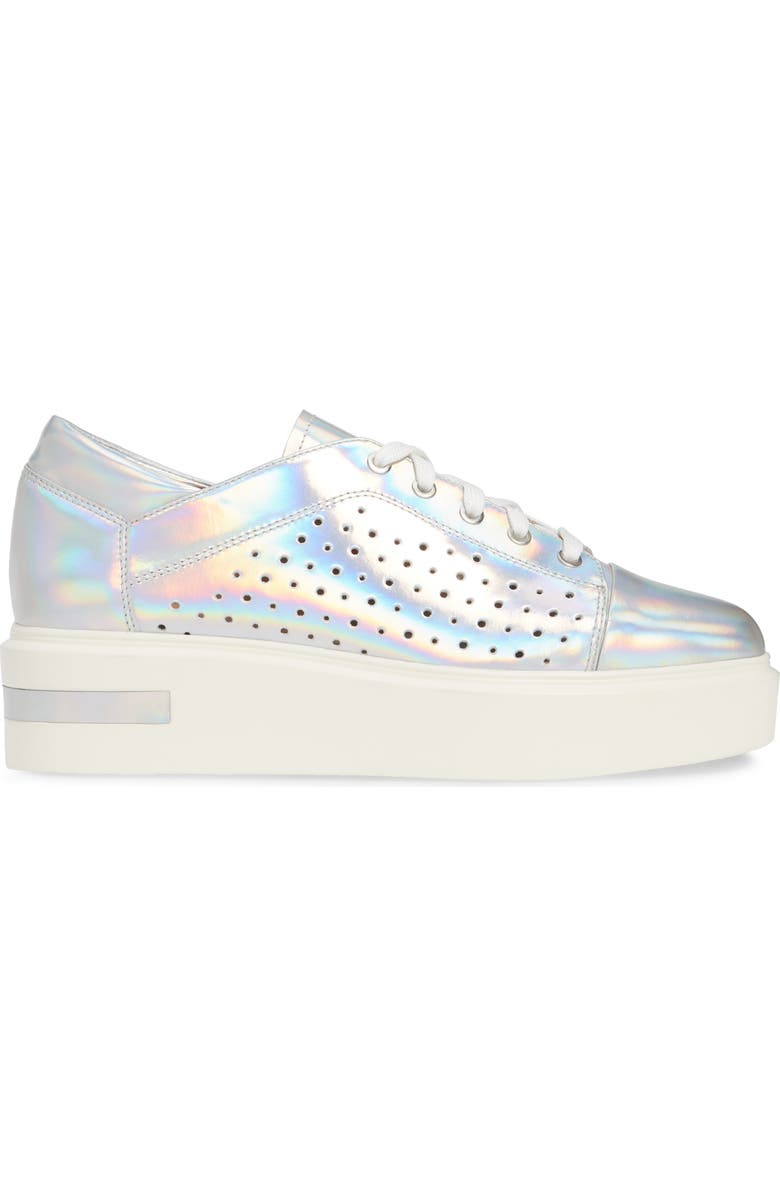 Linea Paolo Kendra Platform Sneaker, Alternate, color, Silver Iridescent Leather